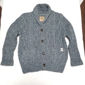 Canadiana | Wool Blend Gray Cardigan Sweater Shawl Collar Cable Knit 5T